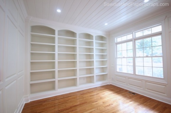 DIY Built-ins cabinets in library