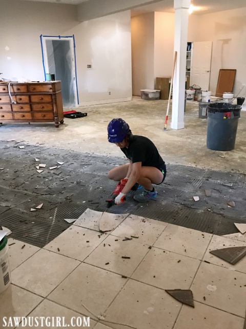 Removing tile from concrete subfloor